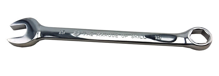 Britool Hallmark high chrome combination spanner range with a 6 point hexagonal ring end for good location on nuts.  Available in sizes 8-19mm