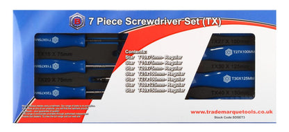 7 piece Britool Hallmark Torx screwdriver set shown in its outer cardboard packaging.