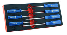 Britool Hallmark 7 piece blue handled Torx screwdriver set in tool control storage foam.