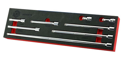 Britool Hallmark 3/8 wobble extension bar set with multiple lengths in foam