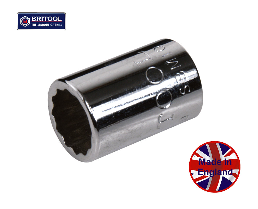 Britool England 1/4" drive metric 12 point chrome socket.