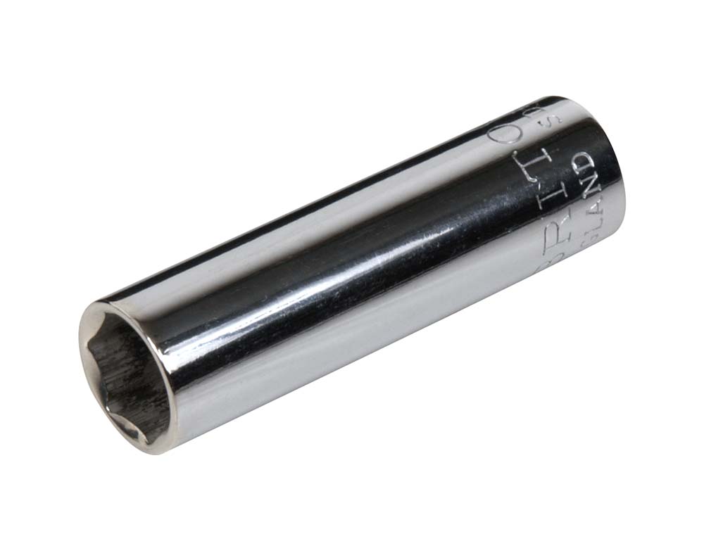 Britool England 1/4" drive metric deep hexagon chrome socket , with England branding