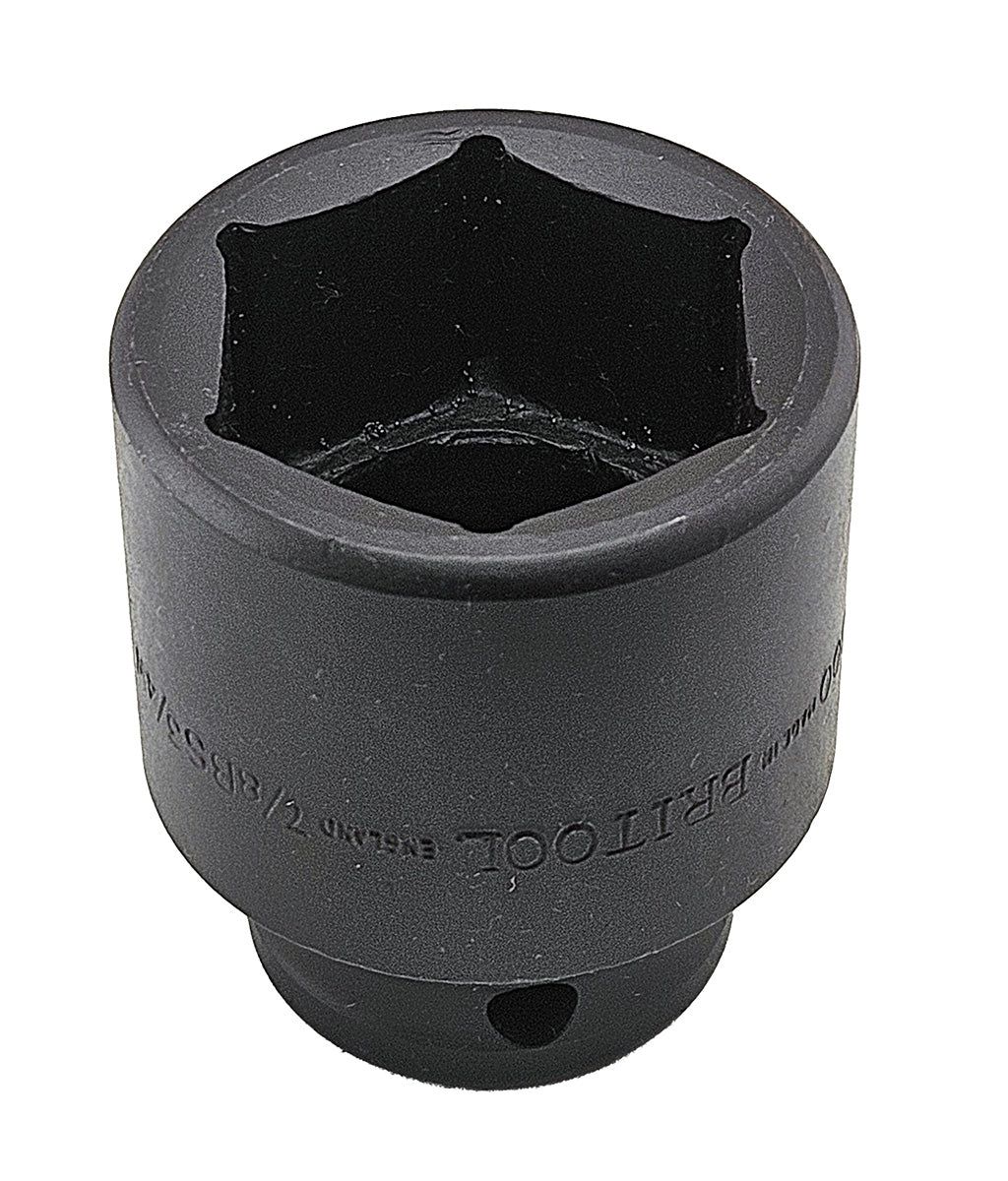 Britool England made 1/2" drive hexagon impact socket in 3/4" whitworth size.