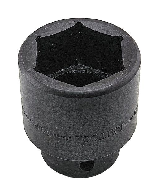 Britool England made 1/2" drive hexagon impact socket in 3/4" whitworth size.