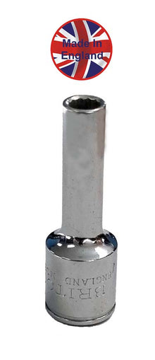 Britool England 3/8 inch drive deep 12 point bi-hex metric socket range 9mm to 19mm original UK made alloy steel hand sockets