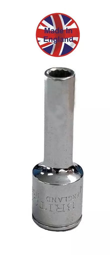 Britool England 3/8 inch drive deep 12 point bi-hex metric socket range 9mm to 19mm original UK made alloy steel hand sockets