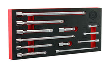 12 piece Britool Hallmark fixed chrome extension bar set in branded tool control foam tray.