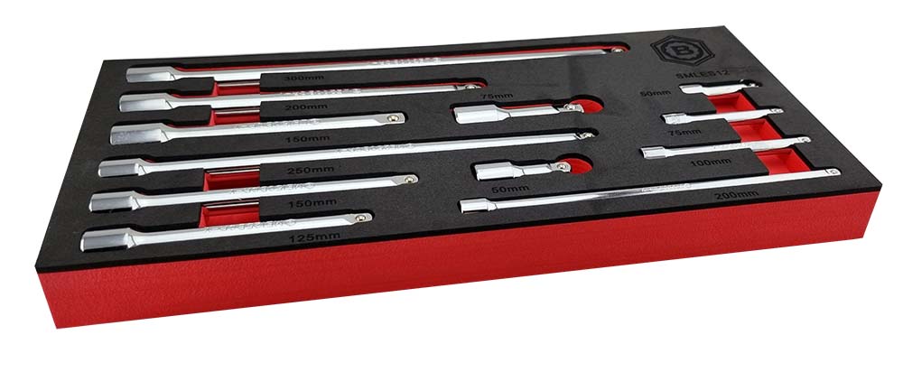 Britool Hallmark fixed chrome extension bar set with 1/4", 3/8" & 1/2" drive extensions.