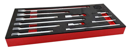Britool Hallmark fixed chrome extension bar set with 1/4", 3/8" & 1/2" drive extensions.
