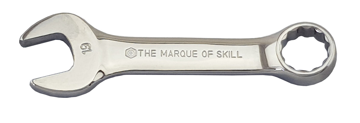 Britool Hallmark stubby spanner from CXSM range showing modern "Marque of Skill" branding.