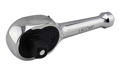 Britool Hallmark LRCOMP 1/2 inch drive stubby compact pear head ratchet 130mm long with 48 tooth mechanism and push button socket release.  Updated V2 version.