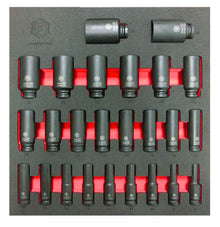 Britool Hallmark 1/2" drive deep impact socket set, hexagon profile from 8-36mm