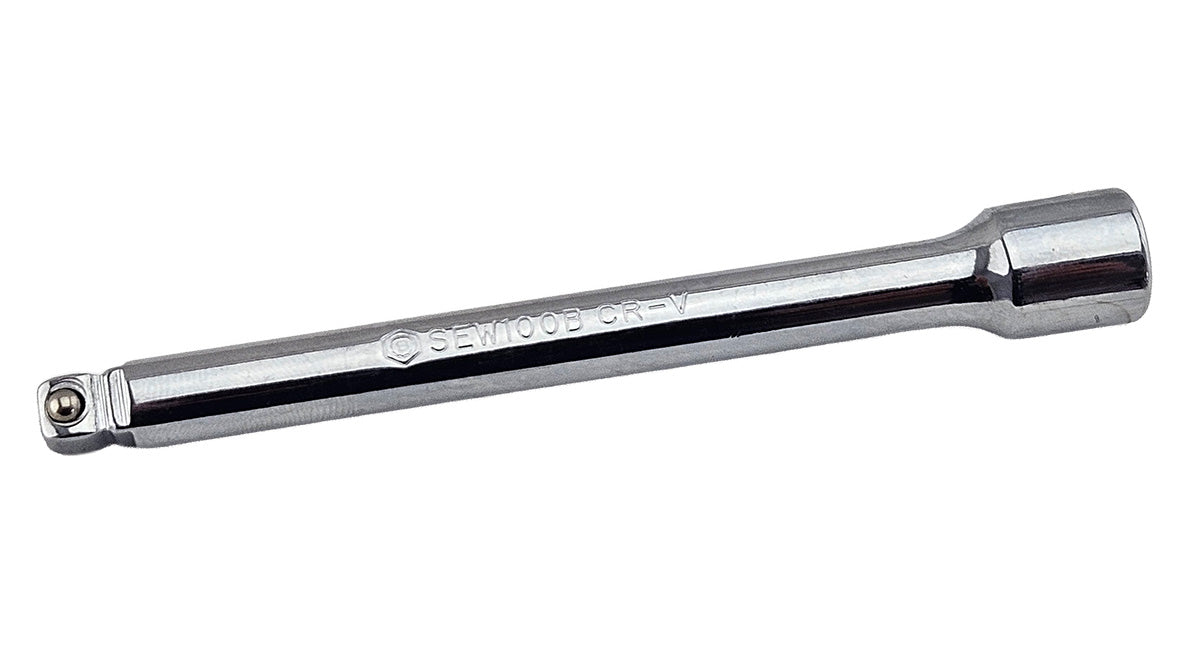 Britool Hallmark 1/4" drive 100mm chrome wobble end extension bar to aid access where it is restricted.
