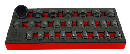 Britool Hallmark 25pc 1/2" drive impact socket set in tool control foam