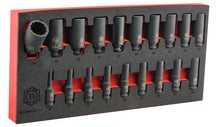 Britool Hallmark 19pc 3/8 inch deep 12 point bi-hexagon impact socket set 6-24mm Cr-Mo for professional automotive workshop use