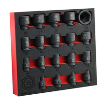 Britool Hallmark 19 piece 3/8" drive metric impact socket set from 6-24mm supplied in tool control foam tray.