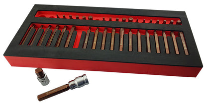Britool Hallmark 40 piece S2 steel hex torx spline bits with foam tray