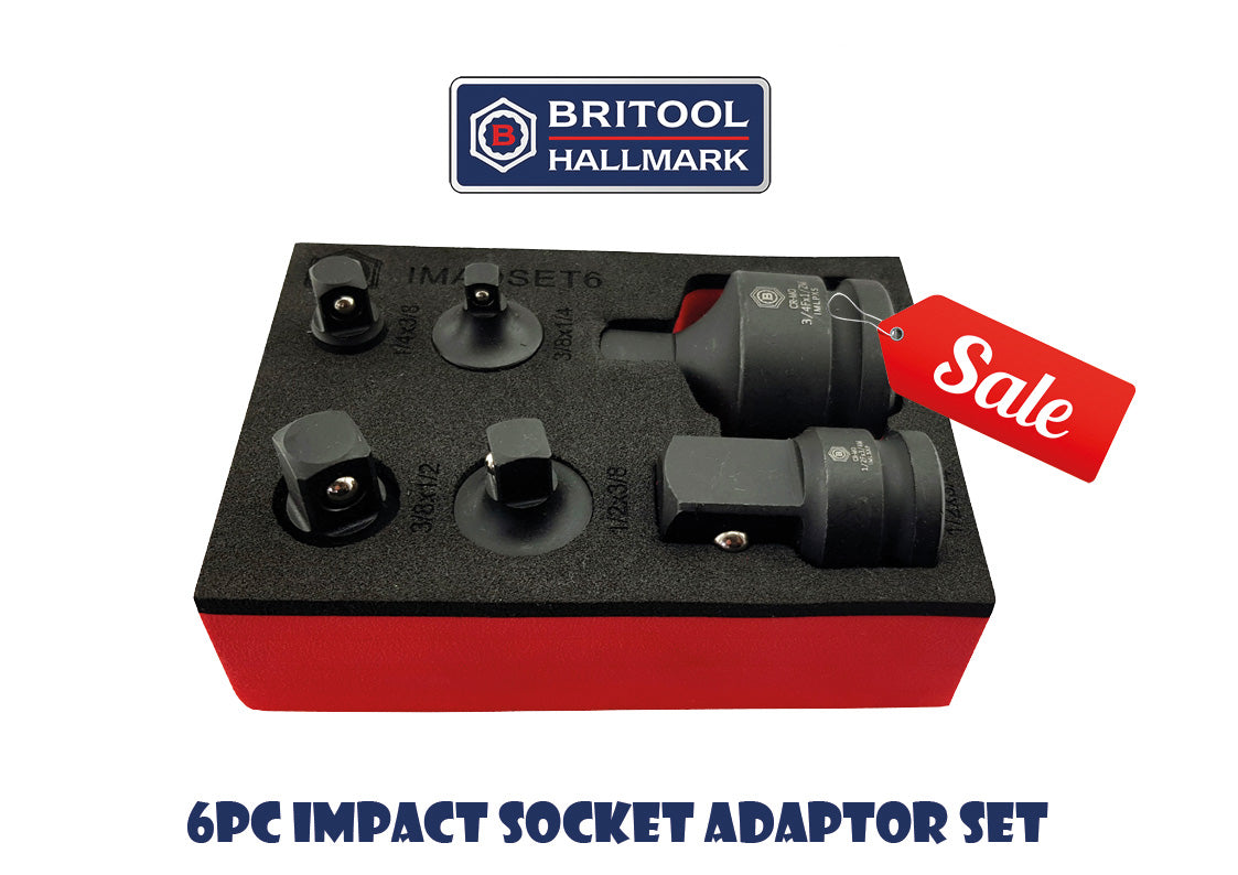 6pc impact socket adaptor set with Britool Hallmark logo and sale tag on a white background