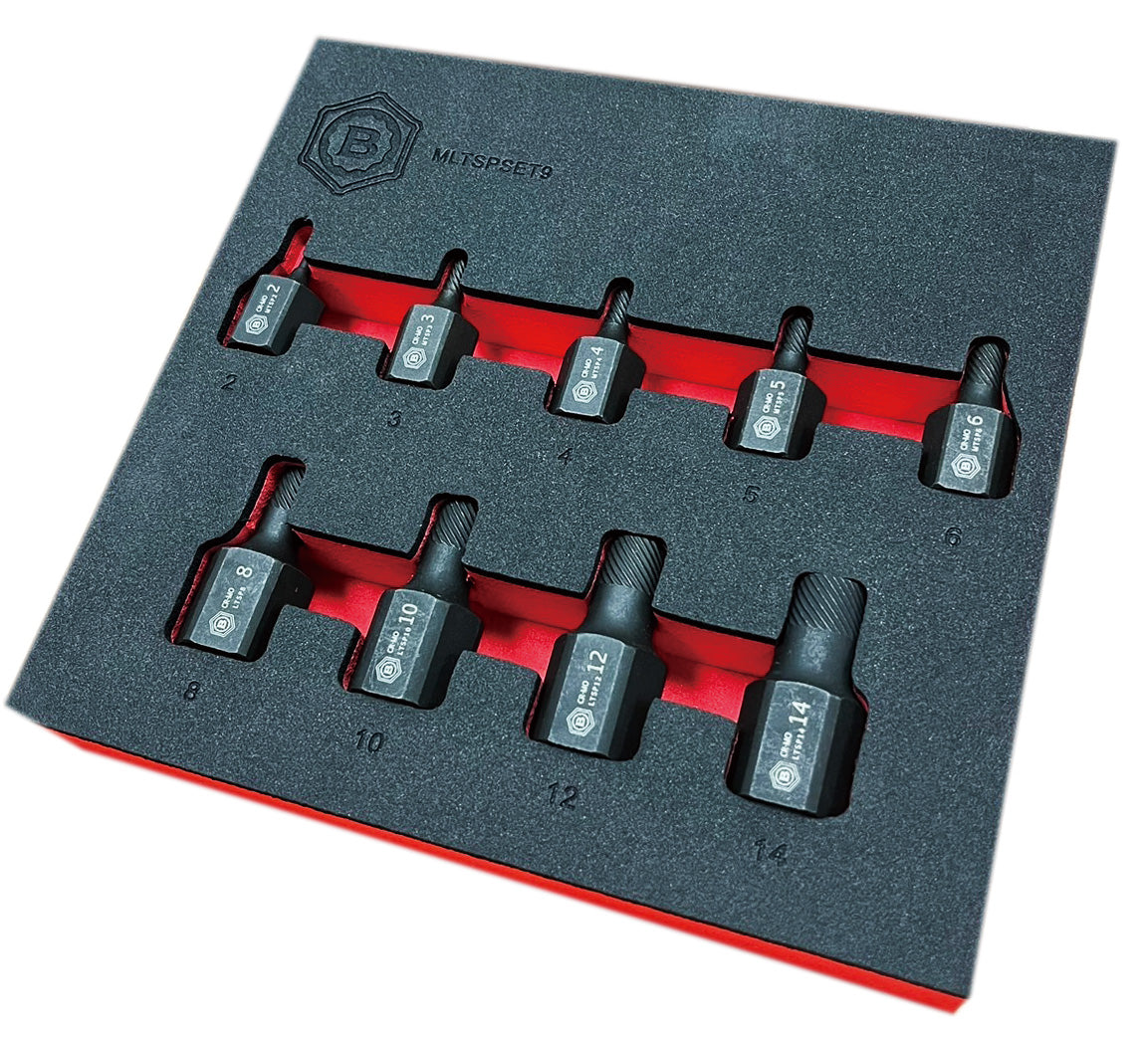 Britool Hallmark bolt and stud remover sockets 2mm to 14mm professional set, in tool control foam