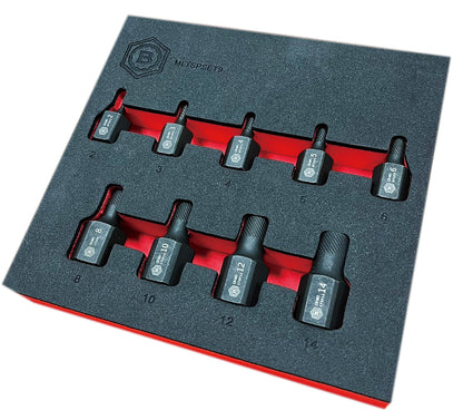 Britool Hallmark bolt and stud remover sockets 2mm to 14mm professional set, in tool control foam