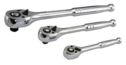 Britool Hallmark full chrome fine tooth reversible ratchets in 1/4", 3/8" and 1/2" drives.
