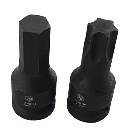 Britool Hallmark 1/2" drive 14mm hexagon and T70 tox impact bit sockets from LMTHPSET14 set.