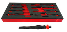 8 piece heavy duty punch and chisel set supplied in tool control foam tray.  Handles have ergonomic grips for a more comfortable use.  From the Britool Hallmark range.