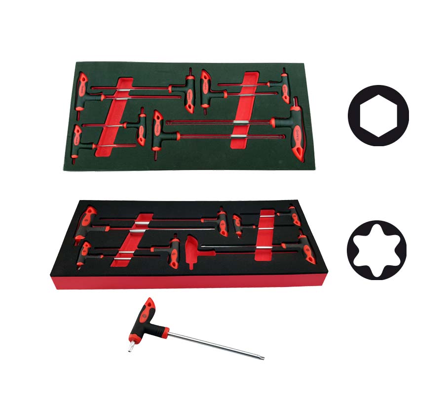 Britool Hallmark 8 piece hexagon power key set plus 8 piece torx power key set, twin pack special offer.  Both sets supplied in their own EVA foam module tray.
