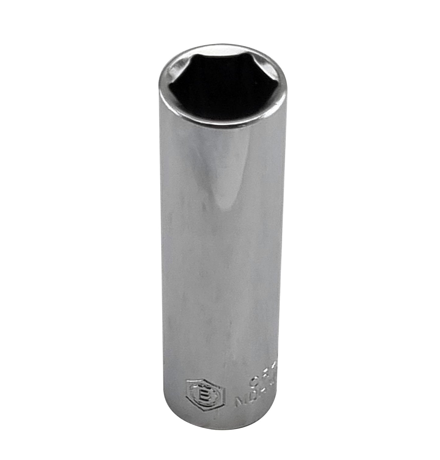 Britool Hallmark 3/8" drive deep hexagon chrome socket showing Britool "B" logo branding.