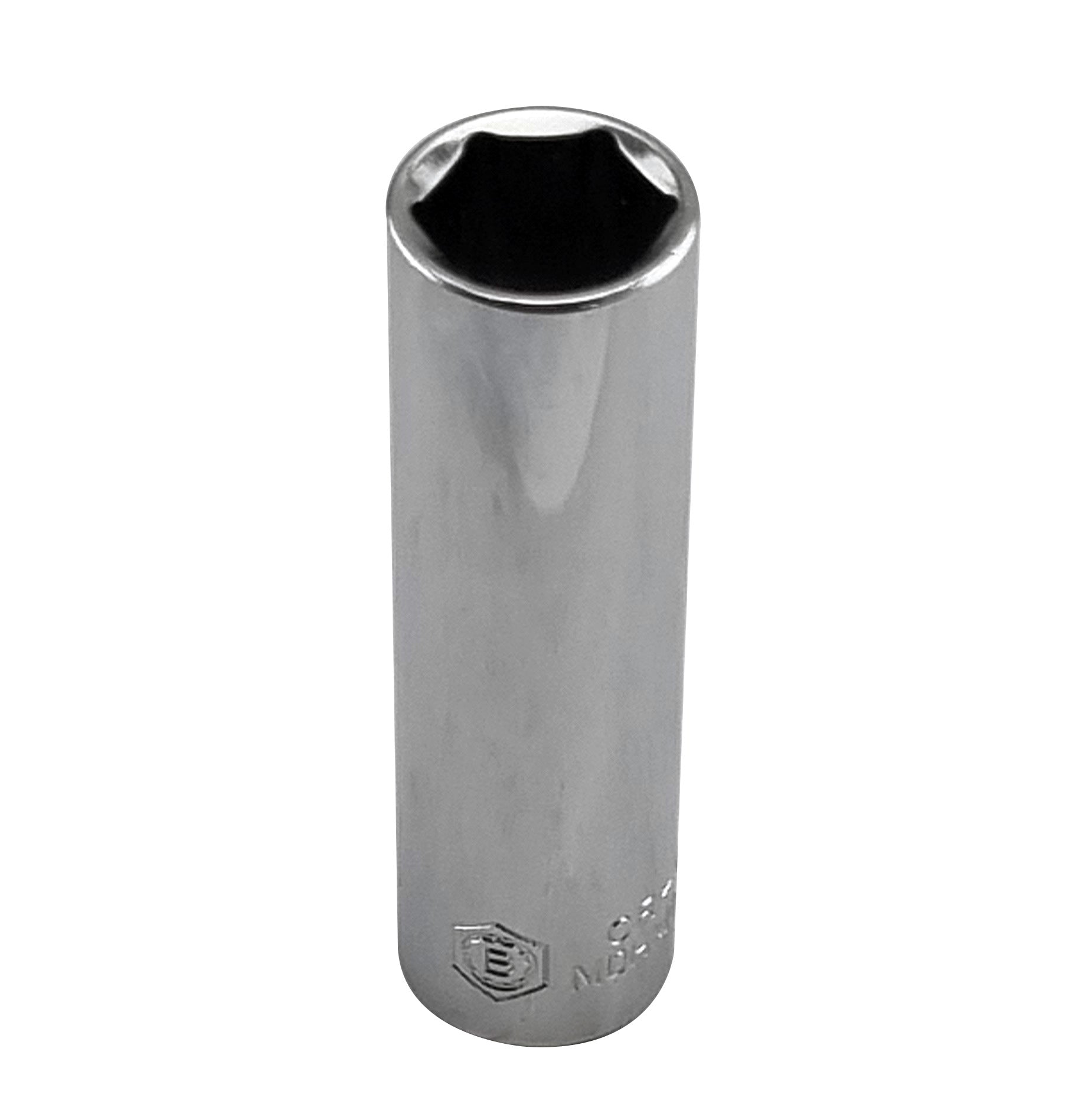 Britool Hallmark 3/8" drive deep hexagon chrome socket showing Britool "B" logo branding.