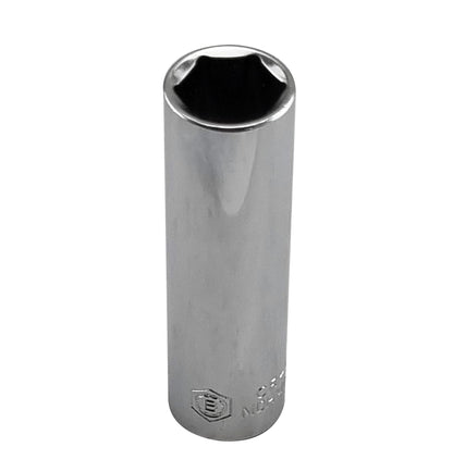 Britool Hallmark 3/8" drive deep hexagon chrome socket showing Britool "B" logo branding.