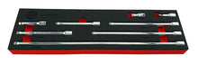 An 8-piece wobble extension bar set from Britool Hallmark, displayed in a tool control foam storage tray with sizes ranging from 38mm to 450mm.