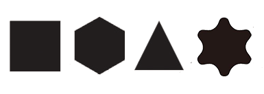 Square, Hexagon, Triangular and Torx Star symbols