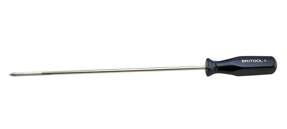Britool PZ2 x 250mm long screwdriver with blue hard plastic handle