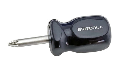 Britool Hallmark stubby PZ2 screwdriver.  With blue hard plastic handle and stubby 30mm length.
