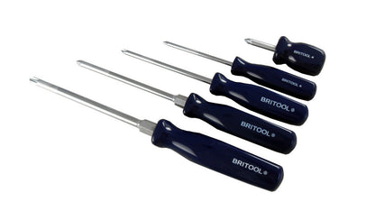 Britool 5 piece pozi screwdriver set blue handle tools