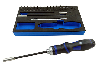 Britool Hallmark 35 piece ratchet screwdriver with flex extension and bits