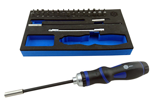 Britool Hallmark 35 piece ratchet screwdriver with flex extension and bits