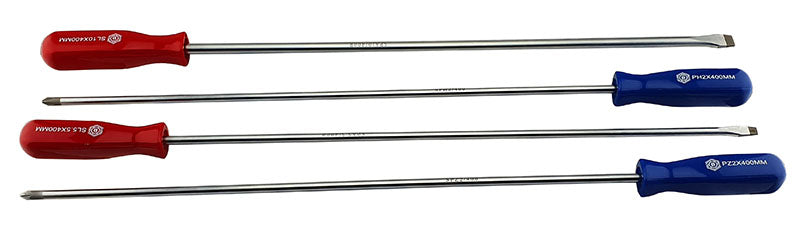 Britool Hallmark extra long screwdriver set , Phillips, Pozi and Slotted drive heads.