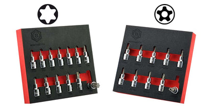 Britool Hallmark torx and TS star bit socket set twin pack