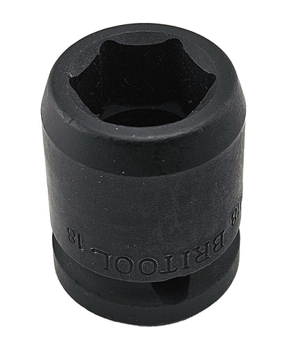 Britool branded 18mm 1/2" drive hexagon impact socket, 38mm overall length