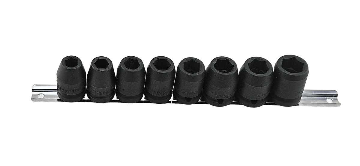 Britool Industrial 1/2" drive hexagon impact sockets, 10-18mm range.