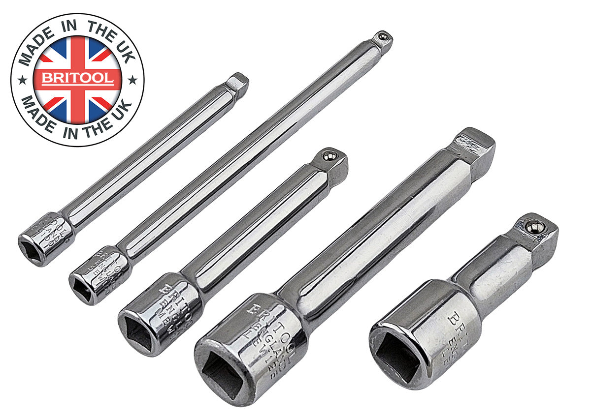 5 piece Britool England made extension bar set 1/4 3/8 1/2 drive wobble bars