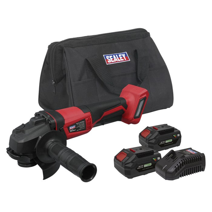 Sealey SV20 Series 115mm Cordless Angle Grinder Kit 20V 4Ah - 2 Batteries