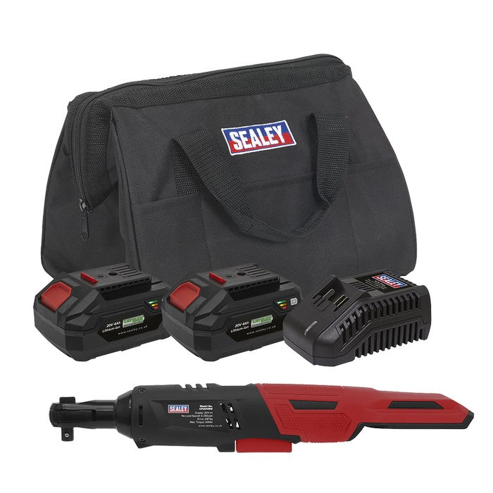 SV20 Series 3/8"Sq Drive Cordless Ratchet Wrench Kit 60Nm 20V 4Ah - 2 Batteries