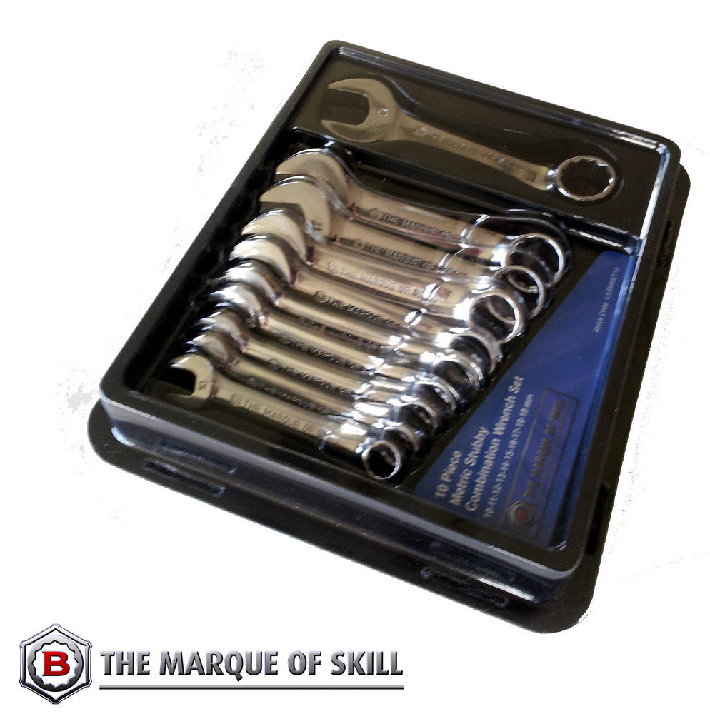 Stubby Combination Spanner / Wrench Set With 12 Point Ring Britool Hallmark