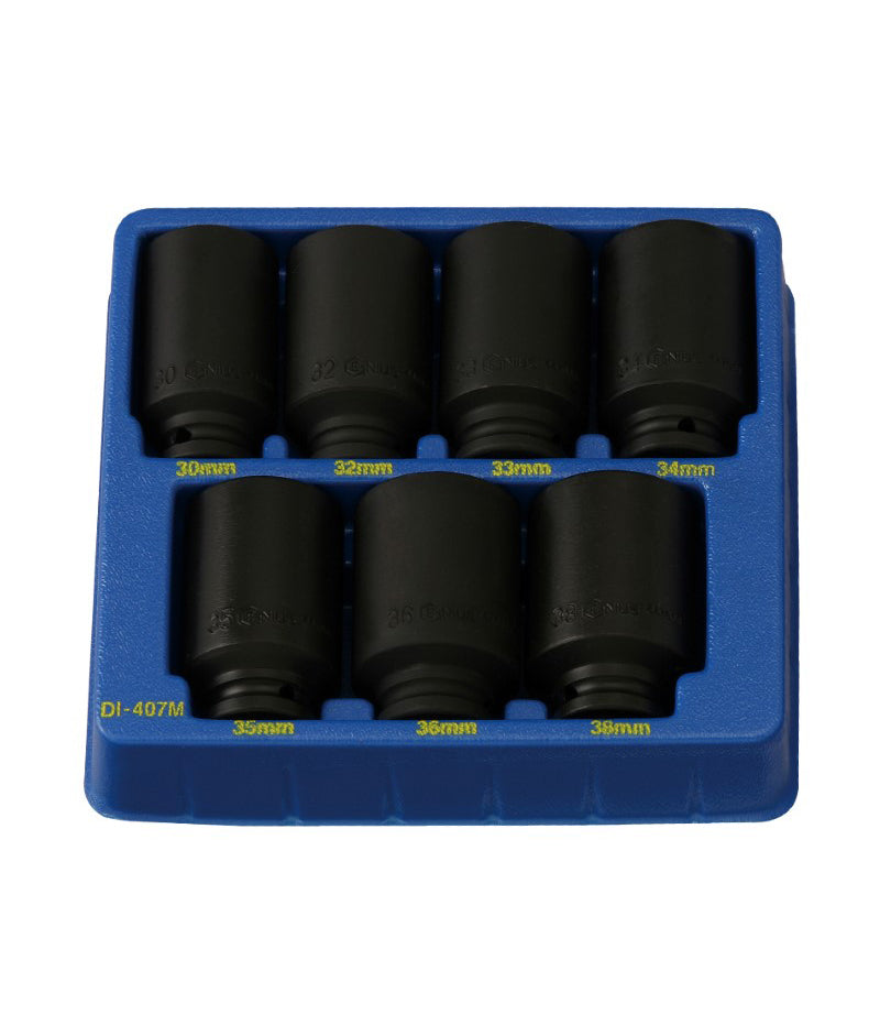 Genius Tools DI-407M 7pc 1/2"SD Metric Deep Impact Socket Set (Cr-Mo)