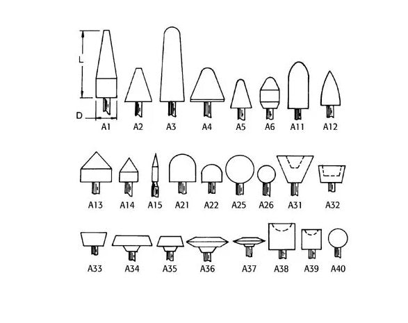 Universal Mounted Grinding Wheel / Points with 1/2" Shank - Various shapes