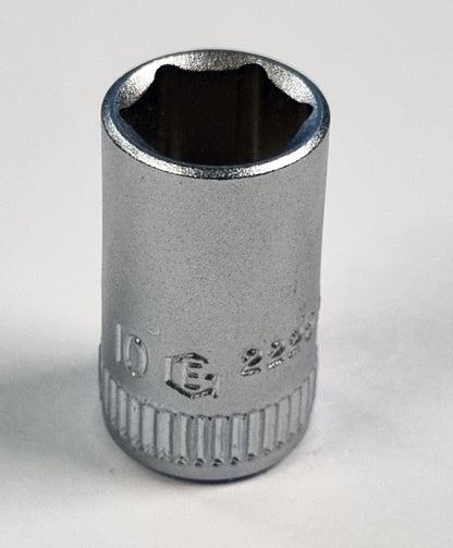 1/4"SD Hexagon / 6 Point Socket Standard Depth From Genius Tools - 3-14mm