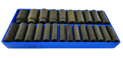 1/2"SD Metric Deep Impact Socket Set 24 Piece Genius Tools